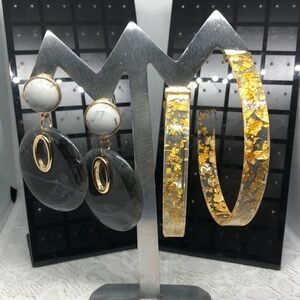 NWOT Trendy Fashionista Urban Chic Style Statement Earrings Lot 2 Hoops & Dangle